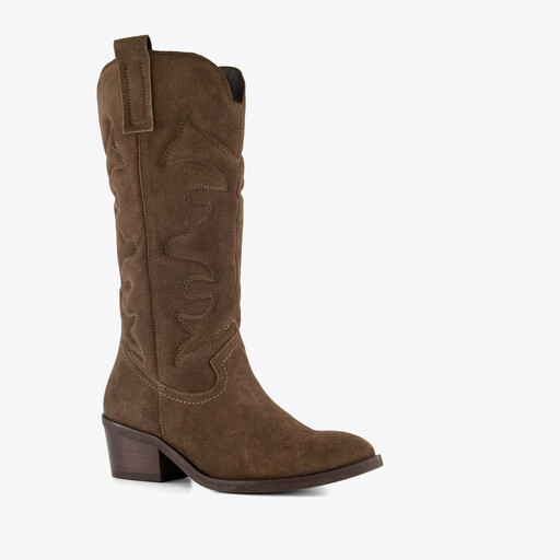 Suède dames cowboylaarzen bruin