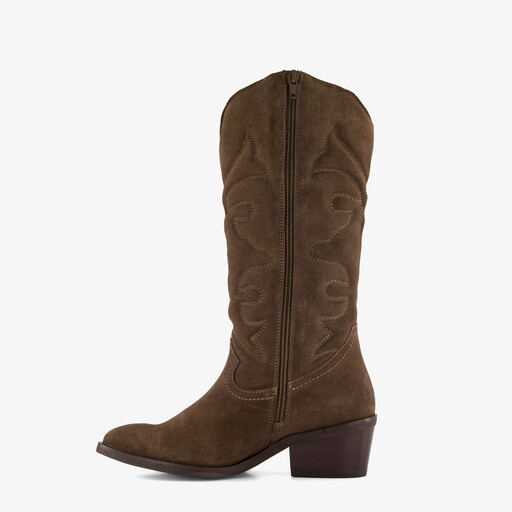 Suède dames cowboylaarzen bruin