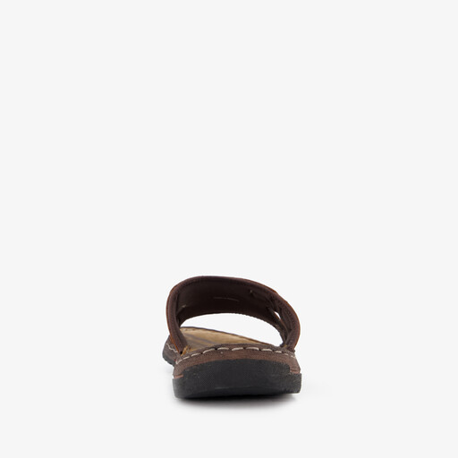 Leren heren slippers cognac bruin