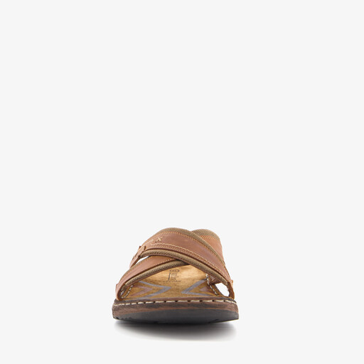 Leren slippers heren bruin