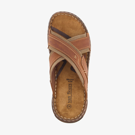 Leren slippers heren bruin