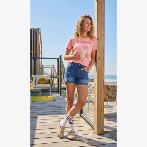 Dames denim short donkerblauw