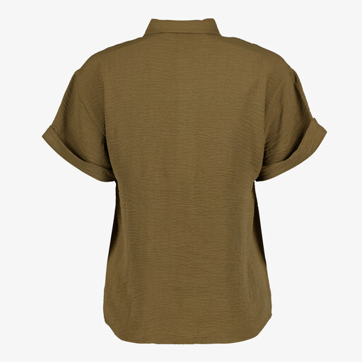 Dames blouse met korte mouwen olijfgroen