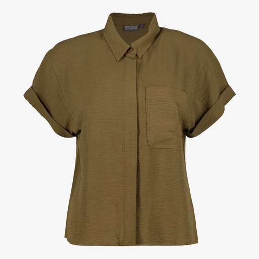 Dames blouse met korte mouwen olijfgroen