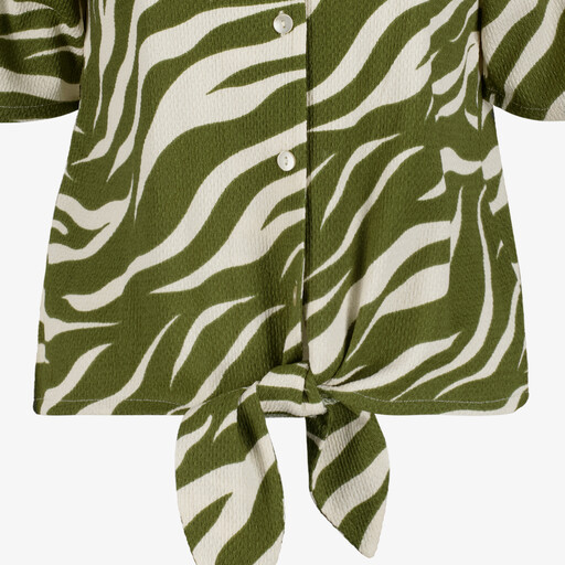 Geknoopte dames blouse zebraprint groen wit