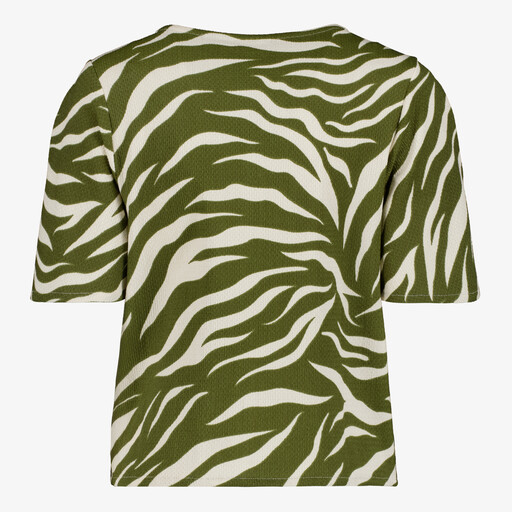 Geknoopte dames blouse zebraprint groen wit