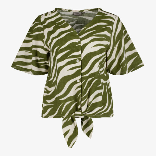 Geknoopte dames blouse zebraprint groen wit