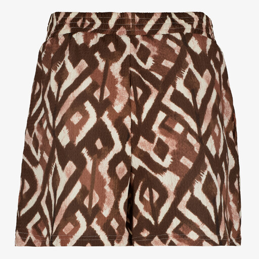 Dames short met grafische print bruin