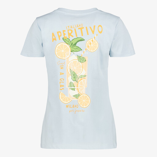 Dames T-shirt met backprint lichtblauw