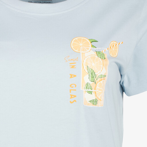 Dames T-shirt met backprint lichtblauw