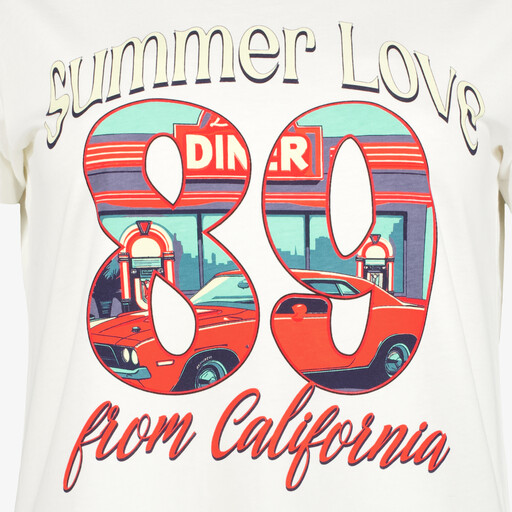 Dames T-shirt met opdruk wit rood
