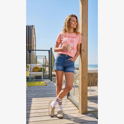 Dames T-shirt met opdruk roze