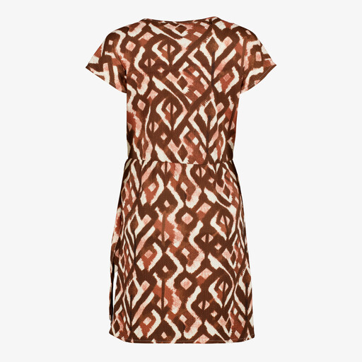 Dames jurk met grafische print bruin