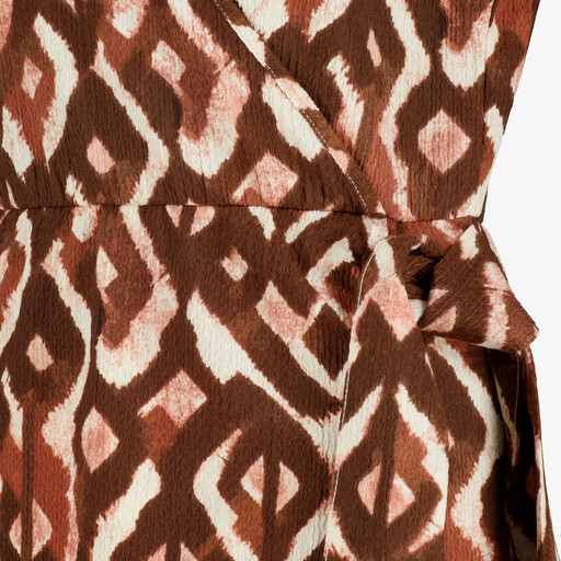 Dames jurk met grafische print bruin