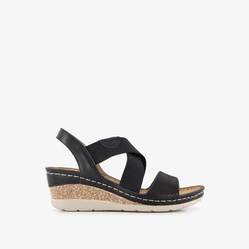 Dames sandalen met sleehak zwart