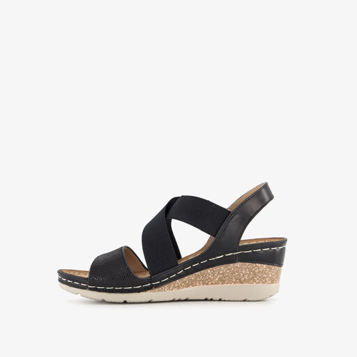 Dames sandalen met sleehak zwart