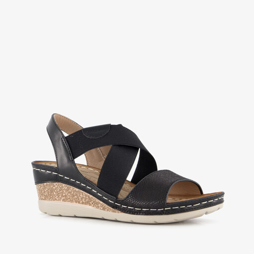 Dames sandalen met sleehak zwart