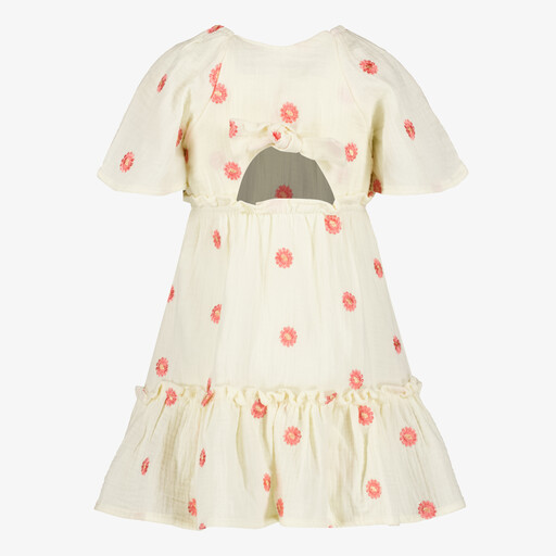 Meisjes jurk met bloemenprint beige