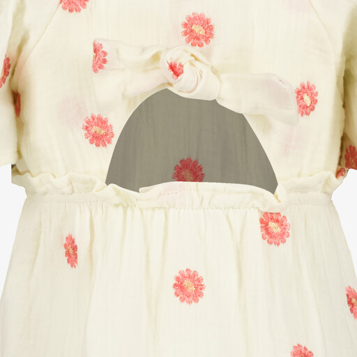 Meisjes jurk met bloemenprint beige