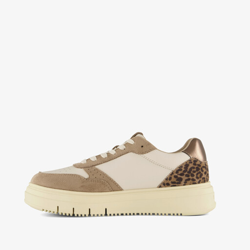 Dames sneakers beige met panterprint