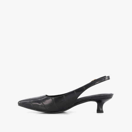 Dames slingback pumps croco print zwart
