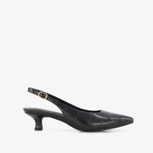 Dames slingback pumps croco print zwart