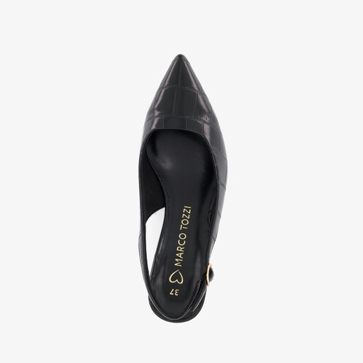 Dames slingback pumps croco print zwart
