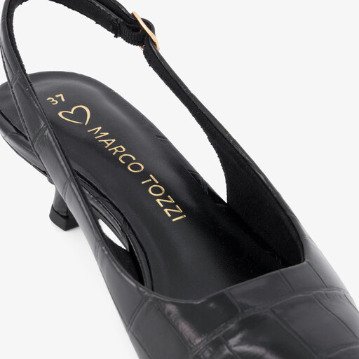 Dames slingback pumps croco print zwart