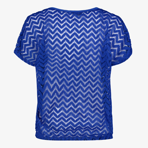 Dames T-shirt met golvend patroon blauw