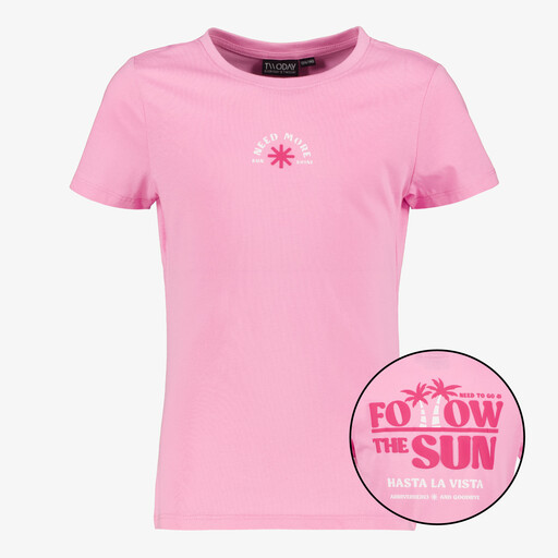 Meisjes T-shirt met backprint roze