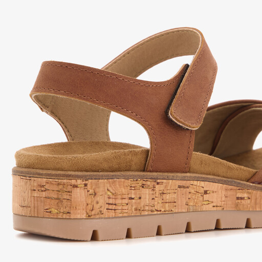 Leren dames sandalen cognac