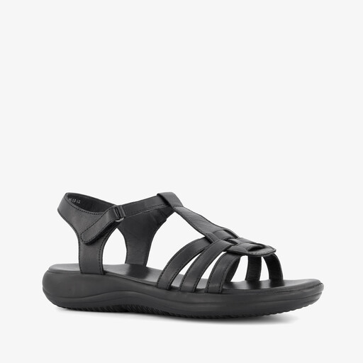 Leren dames sandalen zwart