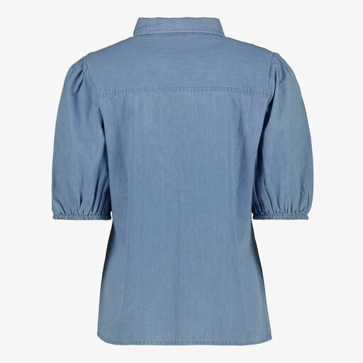 Dames spijkerblouse met korte pofmouwtjes