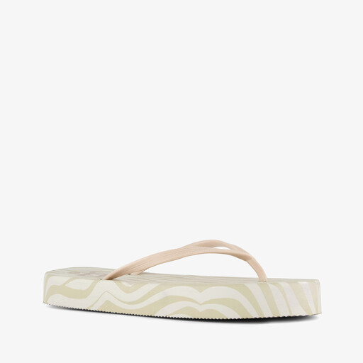 Dames teenslippers met print beige