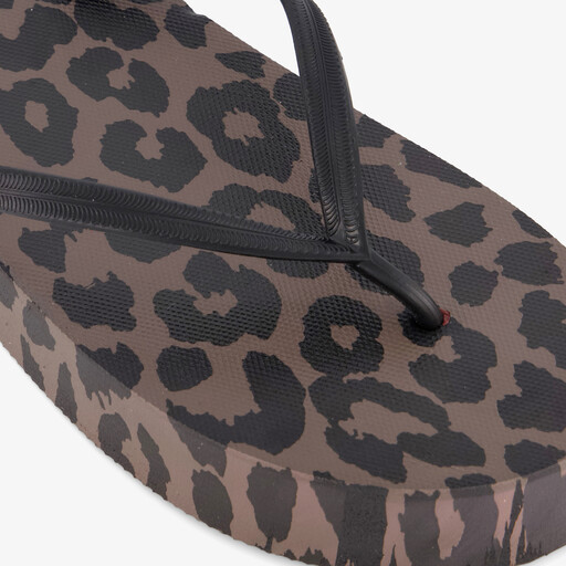 Dames teenslippers met panterprint bruin zwart