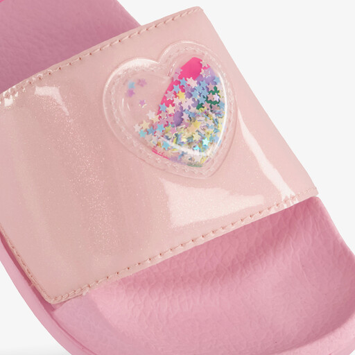 Meisjes badslippers met hartje roze