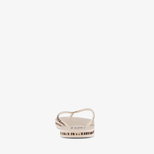 Dames teenslippers met tijgerprint beige