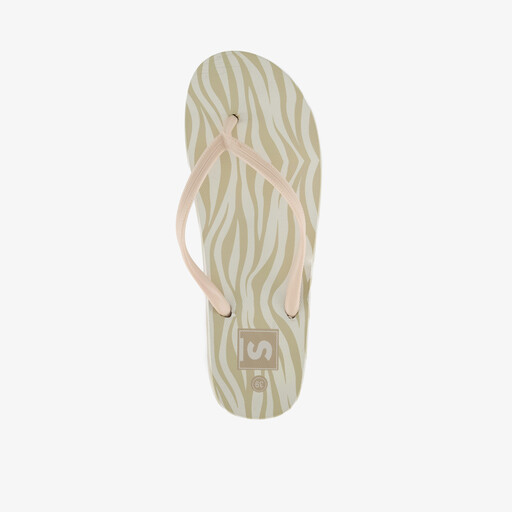 Dames teenslippers met print beige