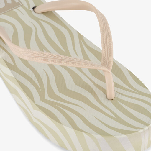 Dames teenslippers met print beige