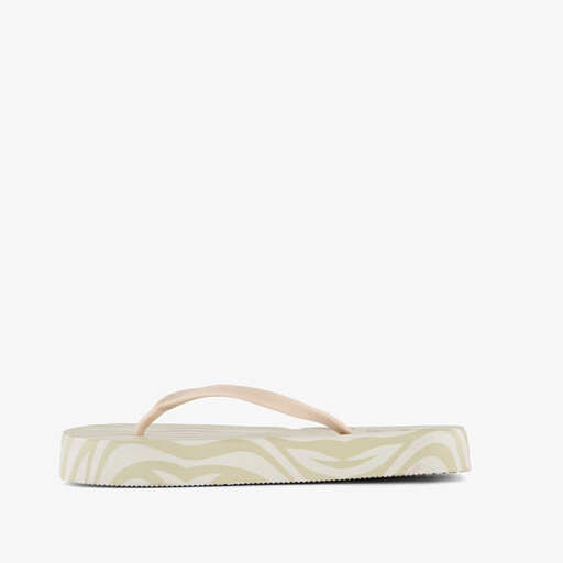 Dames teenslippers met print beige