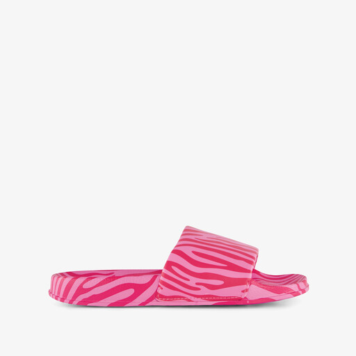 Dames badslippers met zebraprint roze rood
