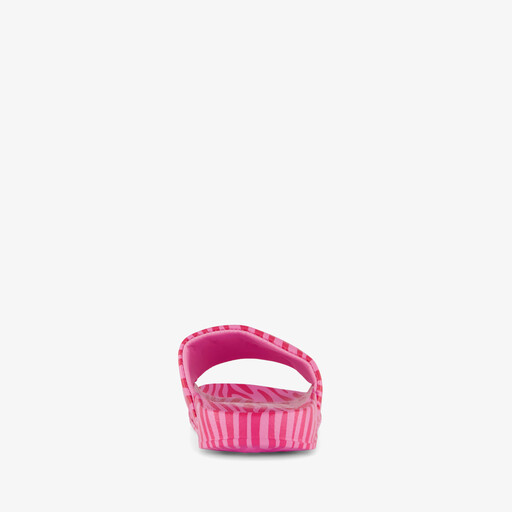 Dames badslippers met zebraprint roze rood