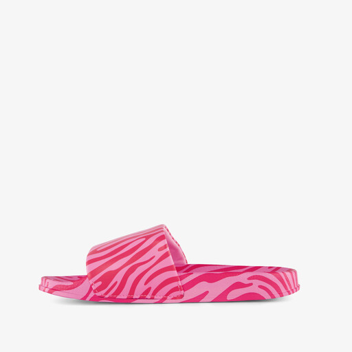 Dames badslippers met zebraprint roze rood