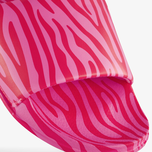 Dames badslippers met zebraprint roze rood