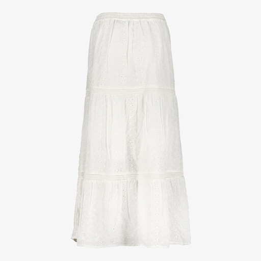 Dames lange witte rok met broderie