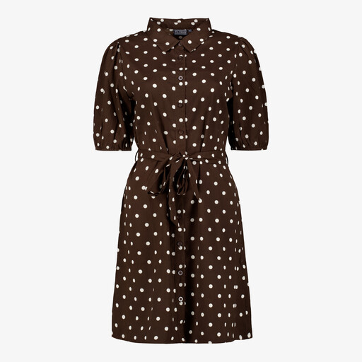 Dames blousejurk met stippen bruin