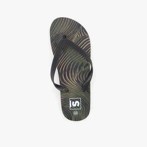 Heren teenslippers groen zwart