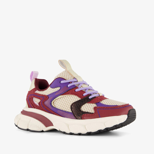 Metallic meisjes dad sneakers bordeaux beige