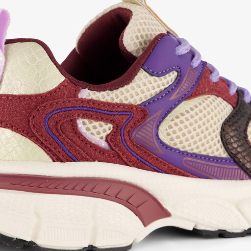 Metallic meisjes dad sneakers bordeaux beige