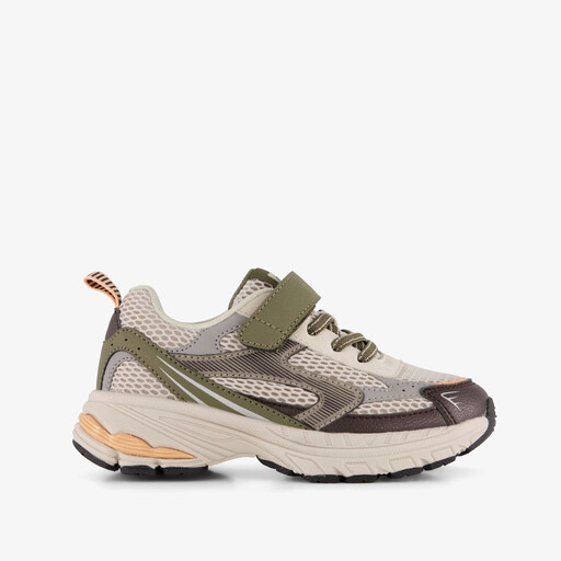 Jongens dad sneakers beige groen